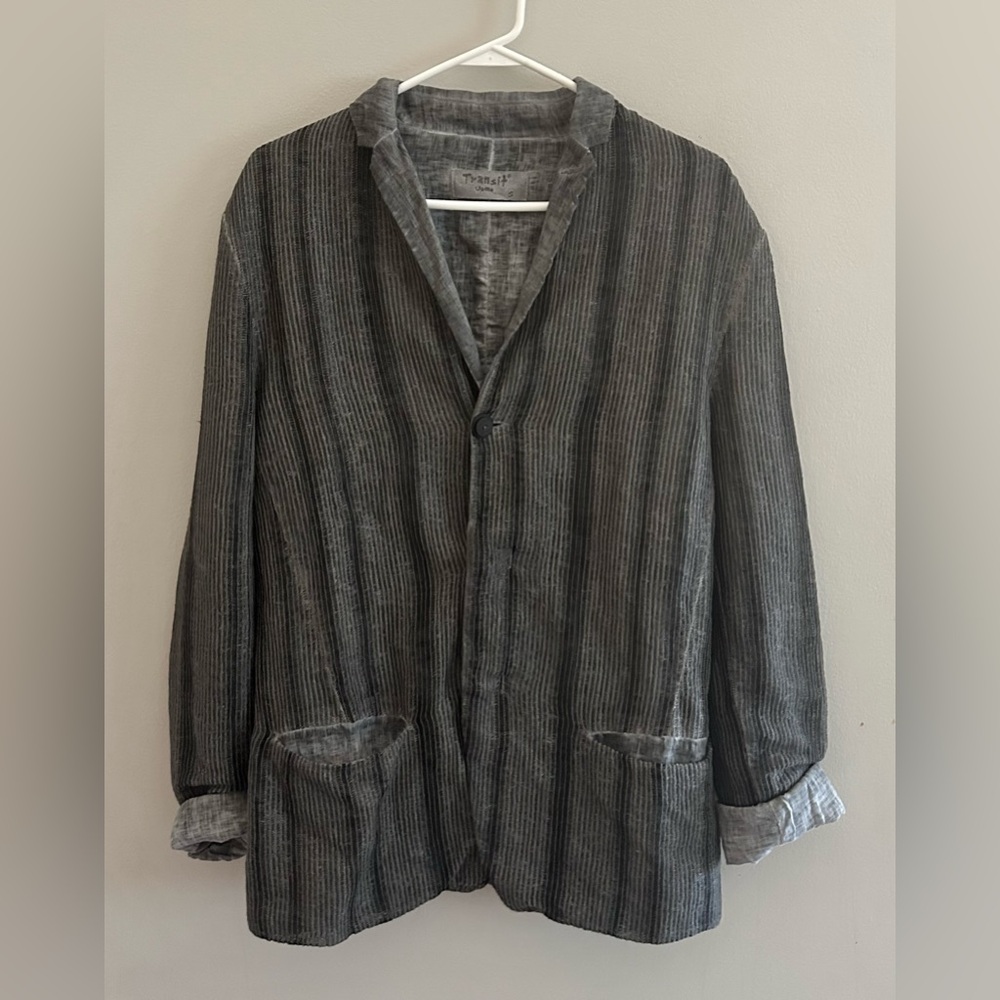 TRANSIT UOMO Italy Men’s Regular-Fit Textured Linen Blazer Jacket | Size S - Picture 2 of 12